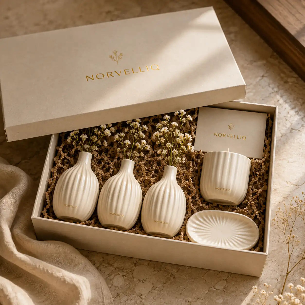 Norvelliq®Ivory Bloom Ceramic Bud Vase Set