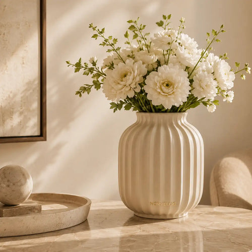 Norvelliq®Seraphina Fluted Ceramic Vase