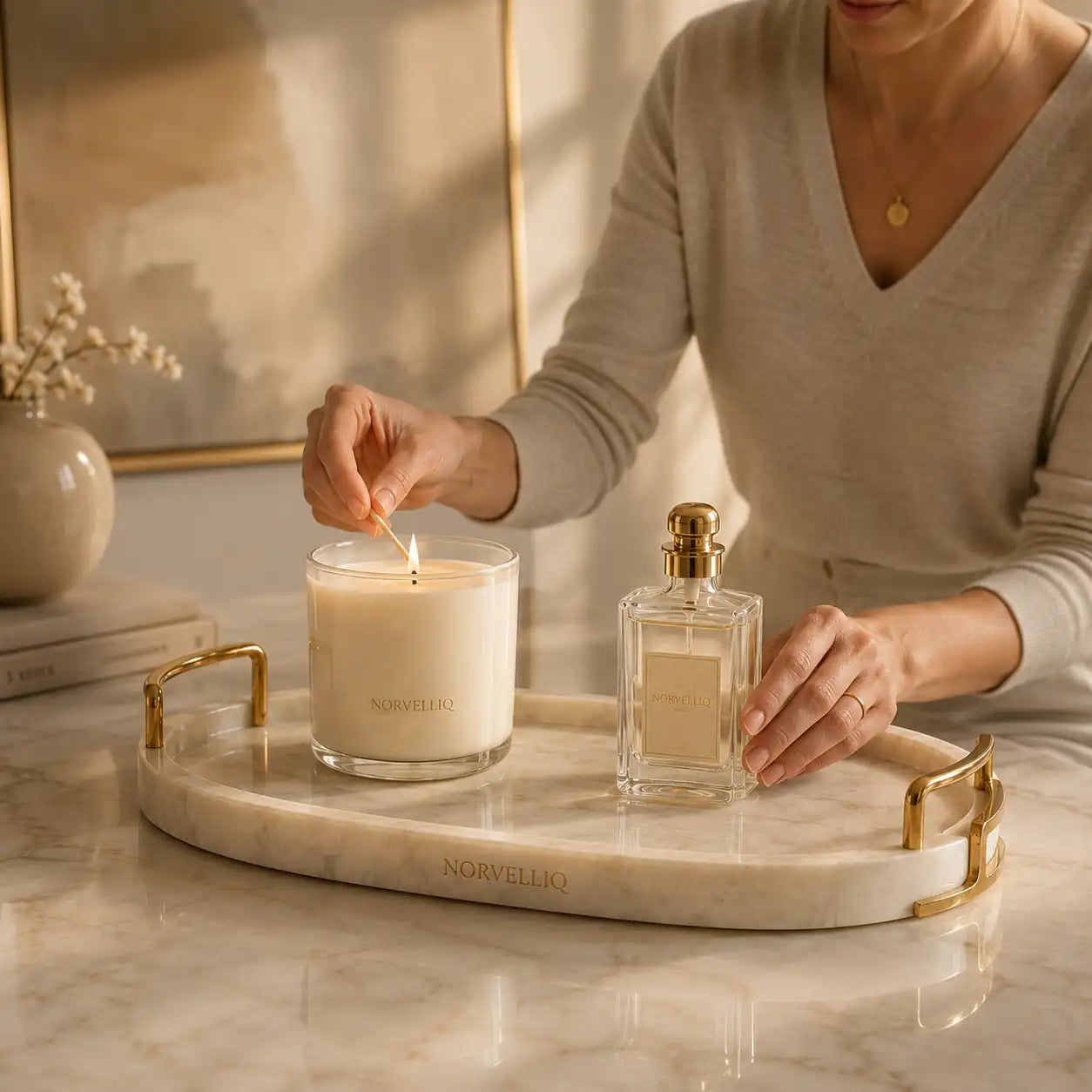 Norvelliq®Marbella Marble Decorative Tray