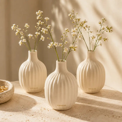 Norvelliq®Ivory Bloom Ceramic Bud Vase Set