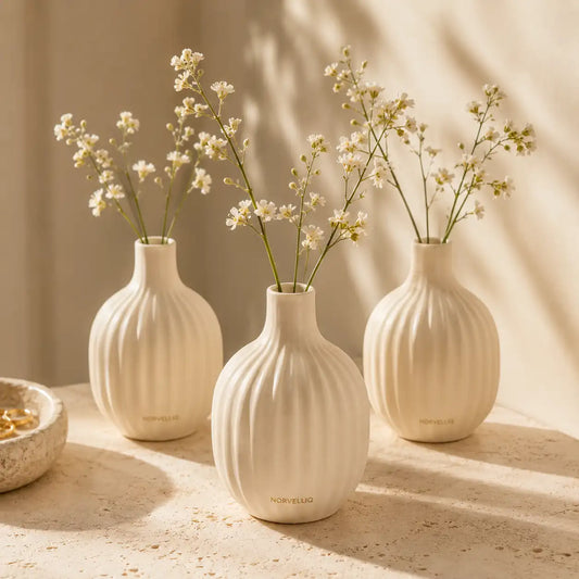 Norvelliq®Ivory Bloom Ceramic Bud Vase Set