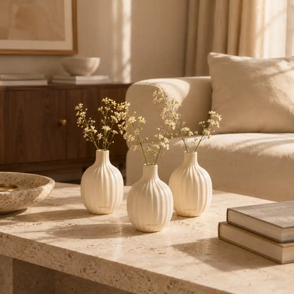 Norvelliq®Ivory Bloom Ceramic Bud Vase Set