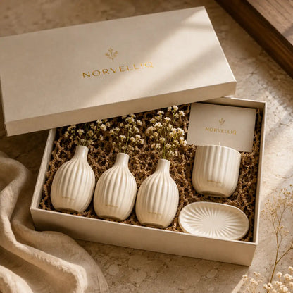 Norvelliq®Ivory Bloom Ceramic Bud Vase Set